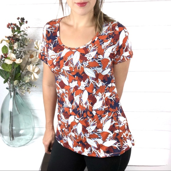 LuLaRoe Tops - LULAROE Orange & Blue Floral Patterned Top